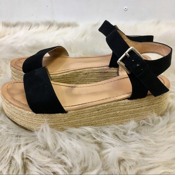 Topshop | Shoes | Topshop Black Suede Platform Espadrille Sandals 38 |  Poshmark
